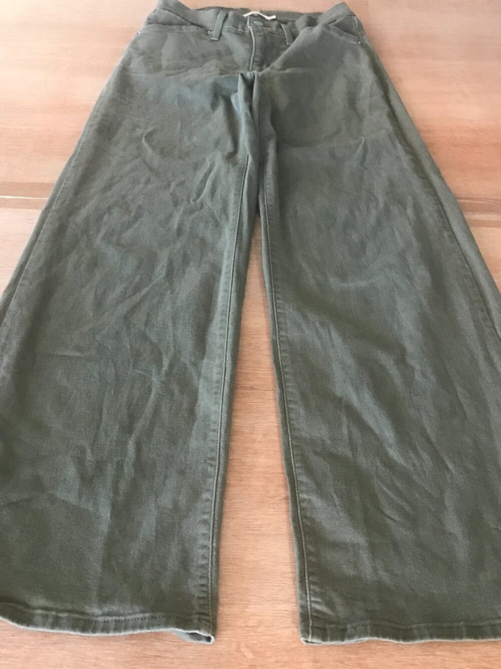 Levi's 318 Shaping Wide Leg Jeans Women 28 Green Mid Rise Stretch Sculpting